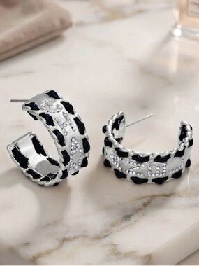 ✨ Silver Tone CC Fashion Woven Earrings